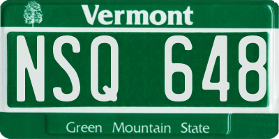 VT license plate NSQ648