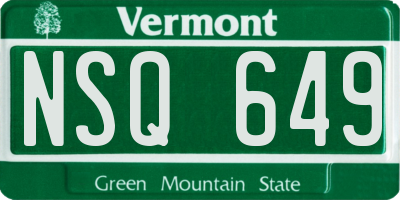 VT license plate NSQ649