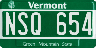 VT license plate NSQ654