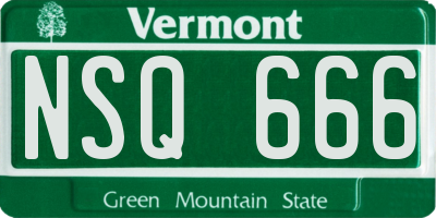 VT license plate NSQ666
