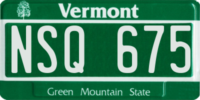 VT license plate NSQ675