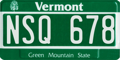 VT license plate NSQ678