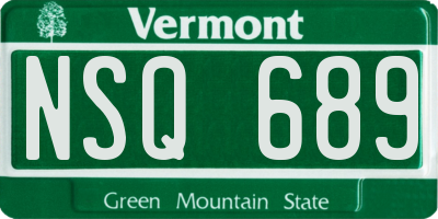 VT license plate NSQ689