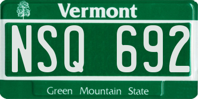 VT license plate NSQ692