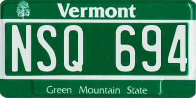 VT license plate NSQ694
