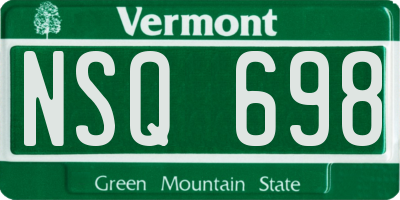 VT license plate NSQ698