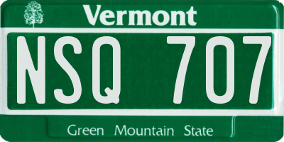 VT license plate NSQ707