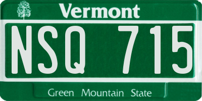 VT license plate NSQ715