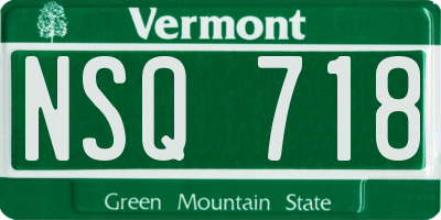 VT license plate NSQ718