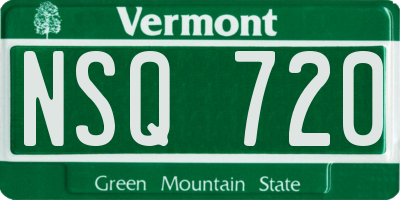 VT license plate NSQ720