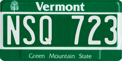 VT license plate NSQ723