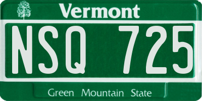 VT license plate NSQ725