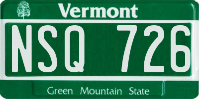 VT license plate NSQ726