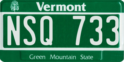 VT license plate NSQ733