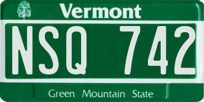 VT license plate NSQ742