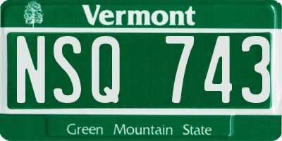 VT license plate NSQ743