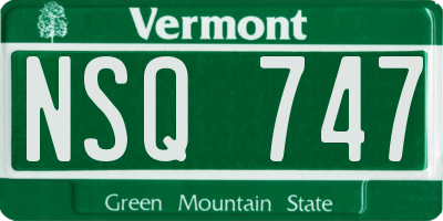 VT license plate NSQ747