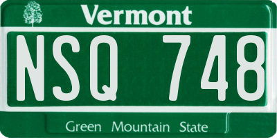 VT license plate NSQ748
