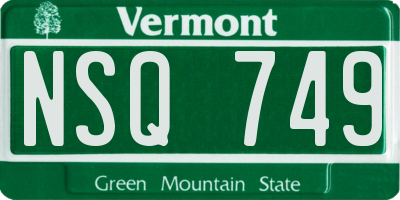 VT license plate NSQ749