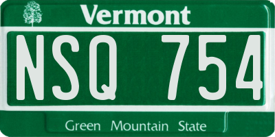 VT license plate NSQ754