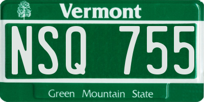 VT license plate NSQ755