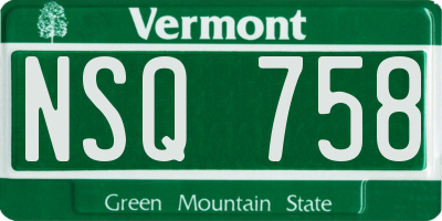 VT license plate NSQ758