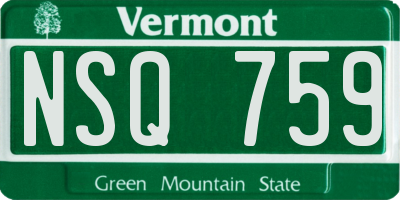 VT license plate NSQ759