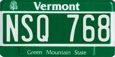 VT license plate NSQ768