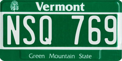 VT license plate NSQ769