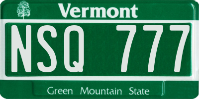 VT license plate NSQ777
