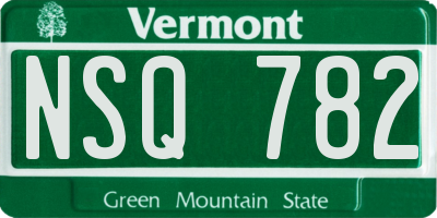 VT license plate NSQ782