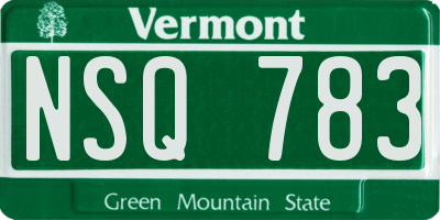 VT license plate NSQ783