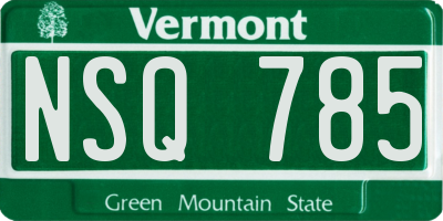 VT license plate NSQ785