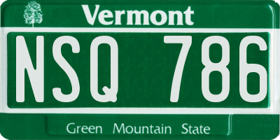 VT license plate NSQ786
