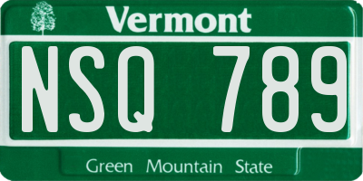 VT license plate NSQ789