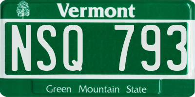 VT license plate NSQ793