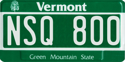 VT license plate NSQ800