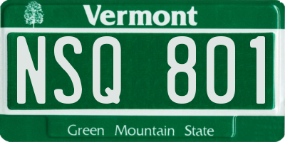 VT license plate NSQ801