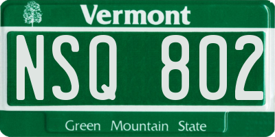 VT license plate NSQ802