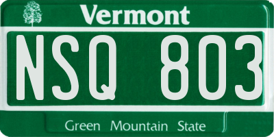 VT license plate NSQ803