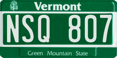 VT license plate NSQ807