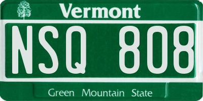 VT license plate NSQ808