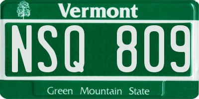 VT license plate NSQ809