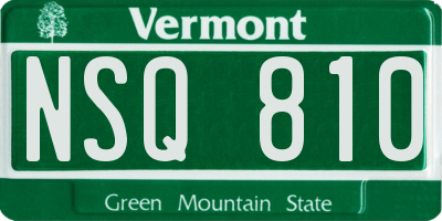 VT license plate NSQ810