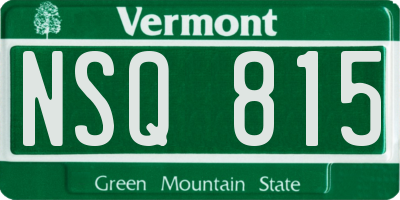 VT license plate NSQ815