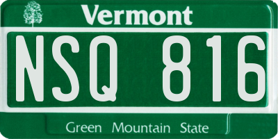 VT license plate NSQ816