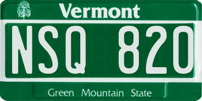 VT license plate NSQ820