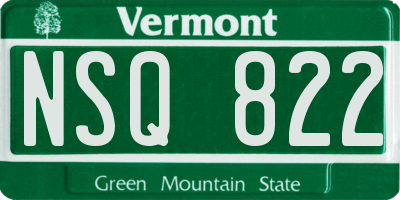 VT license plate NSQ822