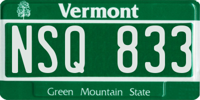 VT license plate NSQ833