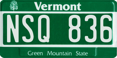 VT license plate NSQ836